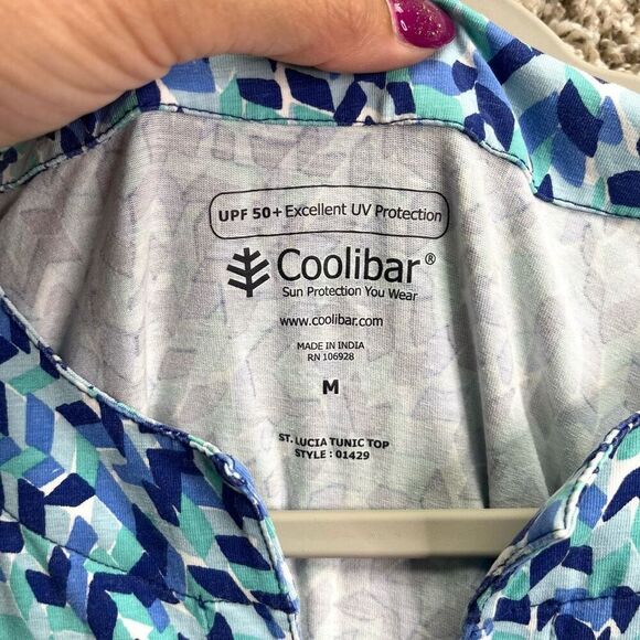 Coolibar Tunic Top Women’s Medium St. Lucia UPF 50+ Excellent UV Protection Blue - Picture 2 of 5
